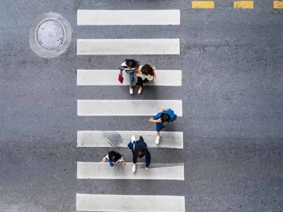 Pedestrians crossing a crosswalk